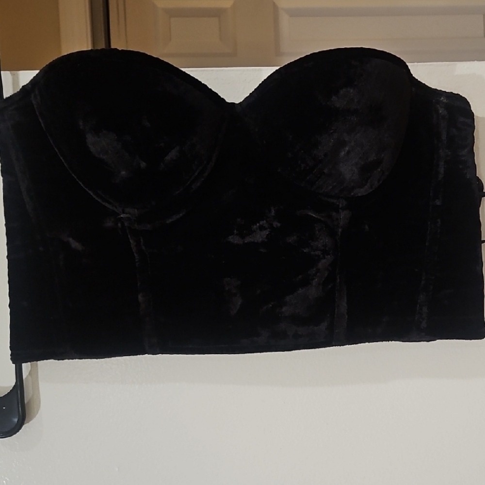 Black Velvet Corseted Bustier Top